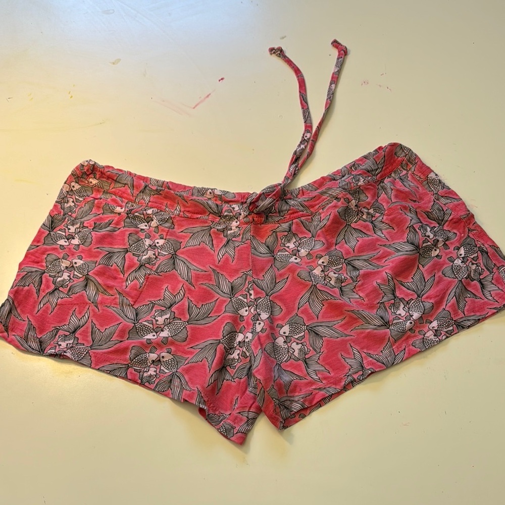 Letarte Pink and Gray Fish Pattern Shorts